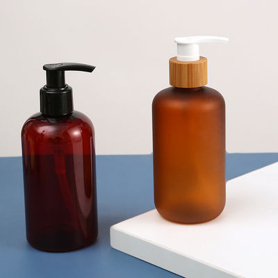 300ml 500ml Biodegradable Bamboo Cap Amber Matt Black PET Bottle for in Other Cosmetic Body Wash Shampoo Hair Conditioner