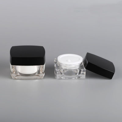 5g10g 15g Acrylic Base Material Luxury Black White Frosted Square Skin Care Cosmetic Facial Cream Plastic Container Cream Jar