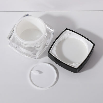 5g10g 15g Acrylic Base Material Luxury Black White Frosted Square Skin Care Cosmetic Facial Cream Plastic Container Cream Jar
